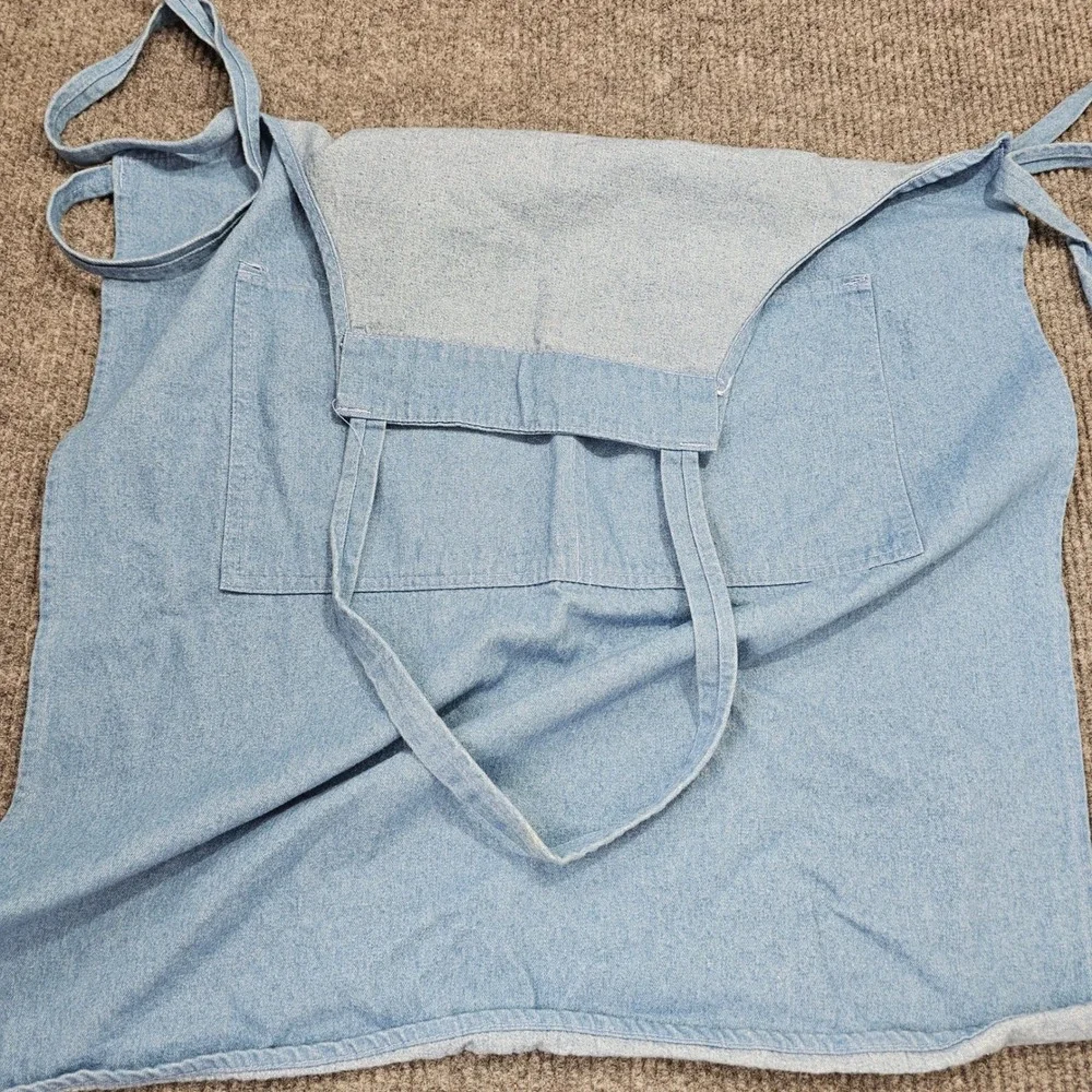 Denim Apron Blue Bib Style Utility Two Front Pockets